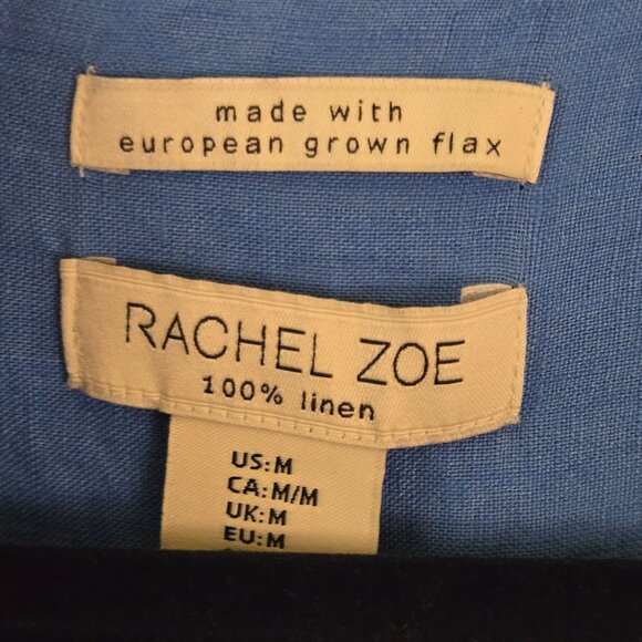 Rachel Zoe NWT Linen To Love 100% Linen Blue Shirt Sleeve Blouse Size M - Picture 5 of 5